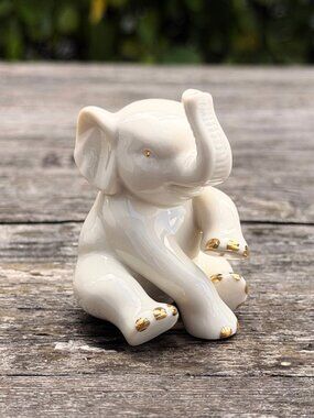 Lenox The Triumphant Elephant Ivory & Gold Figurine 24K Gold Trim COA Vintage